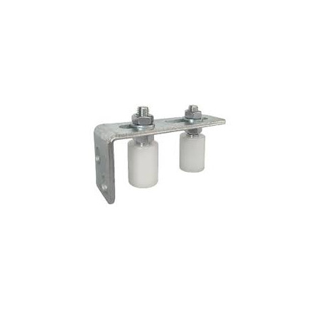 Guia superior para portones corredera con soporte para soldar y/o apernar, incluye 2 guías de nylon de 40mm diámetro x 60mm alto