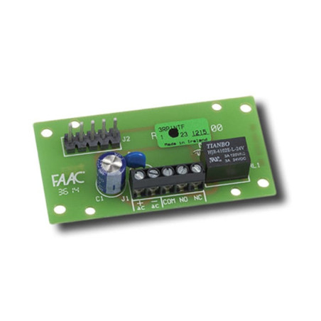 Módulo Relé para Receptor FAAC 433 MHz Este módulo relé actúa como una interfaz para conectar receptores de controles remotos FA