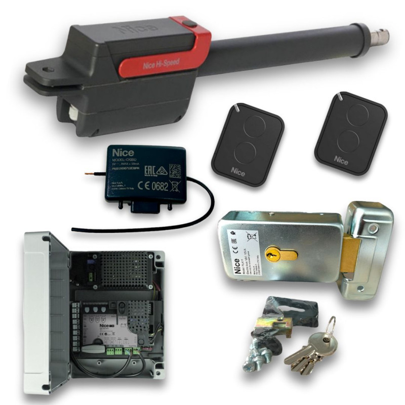 Kit batiente NICE TITAN TTN3724HS, con electrócerradura, capacidad 3,7 mts y 225 kgs, 24VDC, alto tráfico,ciclo continuo, apertu Kit batiente NICE TITAN TTN3724HS, con electrócerradura, capacidad 3,7 mts y 225 kgs, 24VDC, alto tráfico,ciclo continuo, apertu