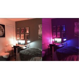 Pack 3 Ampolletas LED WIFI RGB soquete E14. Connexion wifi 2,4 Ghz. Potencia 5,5W LED equivalente a 60 watts. Funciones Color Fr