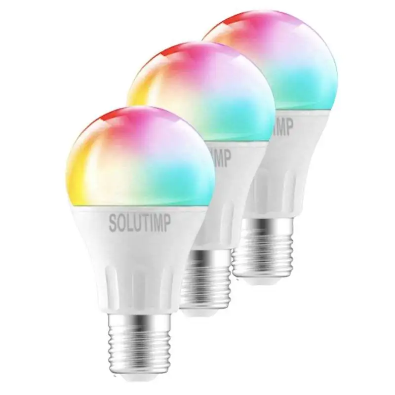 Pack de 3 unidades de Ampolleta Led Wifi Multicolor, soquete E27, potencia emulada 60W, Voltaje 220. Funciones color frío, salid Pack de 3 unidades de Ampolleta Led Wifi Multicolor, soquete E27, potencia emulada 60W, Voltaje 220. Funciones color frío, salid